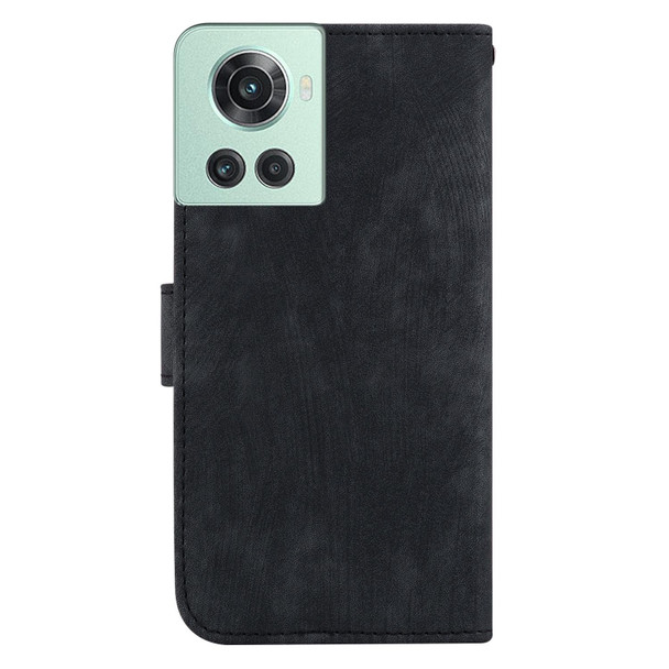 For OnePlus 10R / Ace Little Tiger Embossed Leatherette Phone Case(Black)