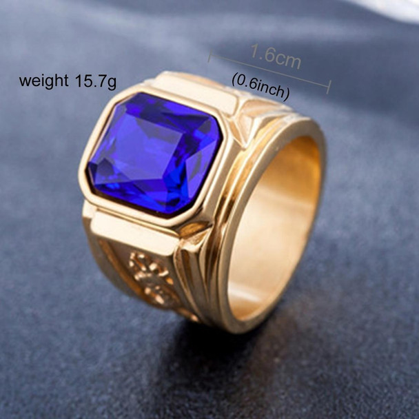 Retro Square Gemstone Carved Dragon Totem Signet Titanium Steel Ring for Men, US Size: 12, Diameter: 21.5mm, Perimeter: 67.5mm(Dark Blue)