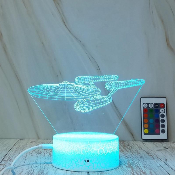 Spaceship Shape Creative Crack Touch Dimming 3D Colorful Decorative Night Light with Remote Control