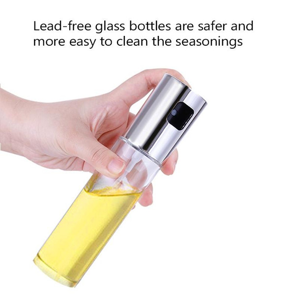 Kitchen Glass Olive Oil Spray Bottle Vinegar Oil Sprayer Seasoning Bottle(Silver)