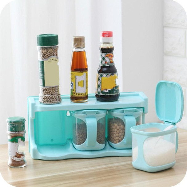 Plastic Seasoning Box Multi-purpose Combination Seasoning Rack Kitchen Supplies, Style:Two Grid(Sky Blue)