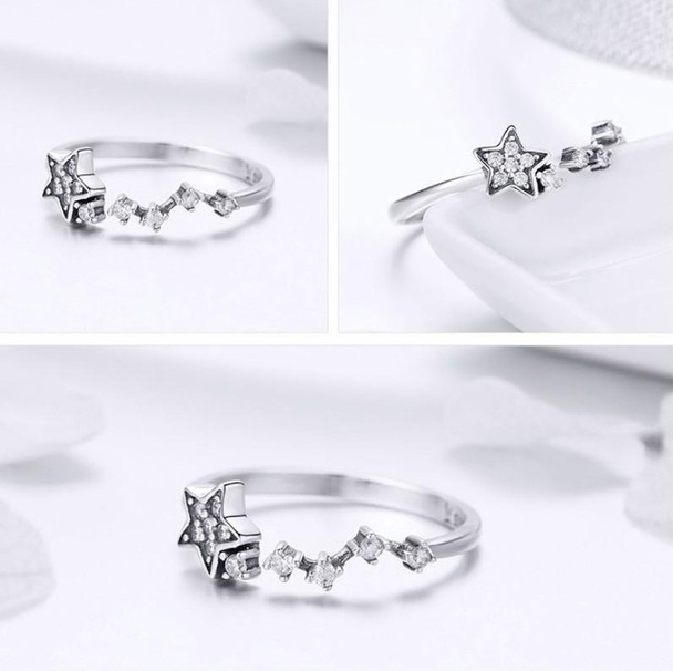 Star Diamond Hollow Ring S925 Sterling Silver Ladies Five-pointed Star Open Ring