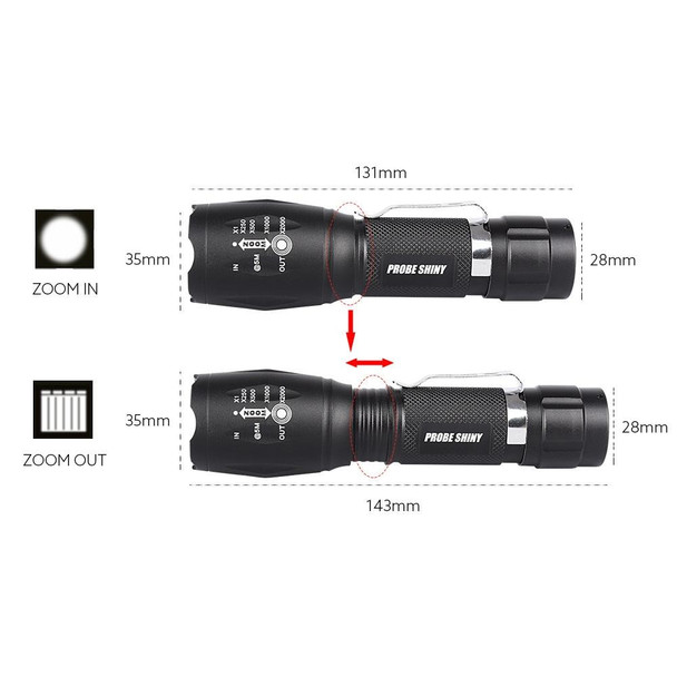 T02 Pen Clip Mini Flashlight T6 Telescopic Zoom Led Flashlight Outdoor Waterproof Long Shot Glare Flashlight