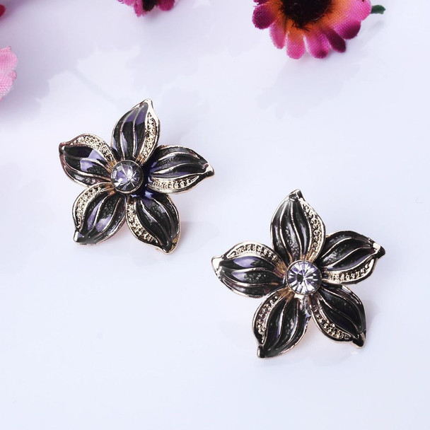 Crystal Enamel Flower Jewelry Sets For Women(Black)