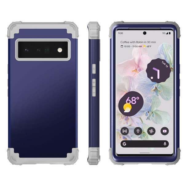 Google Pixel 6 Pro 3 in 1 Shockproof PC + Silicone Protective Phone Case(Navy Blue + Grey)