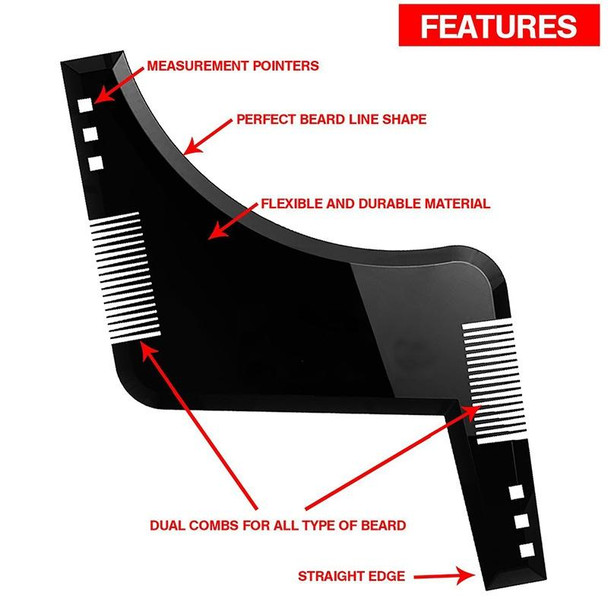 3 PCS Double-sided Beard Comb Molding Template Tool Beard Shaping Styling Tool With Inbuilt Comb(Black)