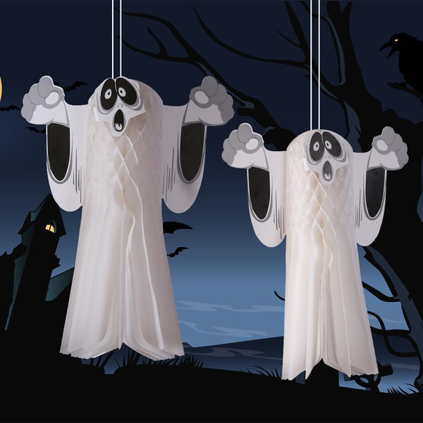 6 PCS Halloween Atmosphere Decoration Ghost Pendant Outdoor Indoor Ghost Festival Dress Up Ghost Pendant, Size:Small(White)