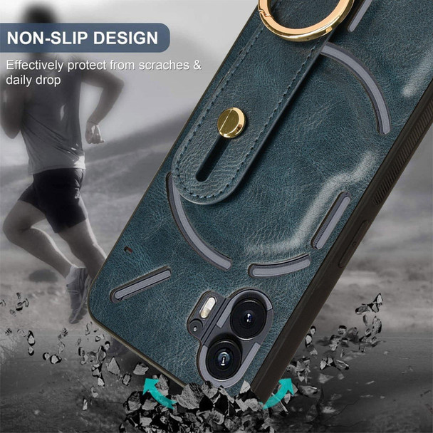 For Nothing Phone 2 Wristband Leatherette Back Phone Case(Blue)