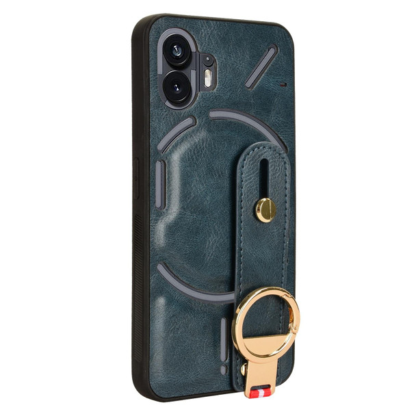 For Nothing Phone 2 Wristband Leatherette Back Phone Case(Blue)