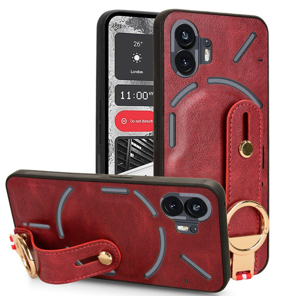 For Nothing Phone 2 Wristband Leatherette Back Phone Case(Red)