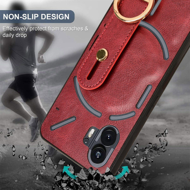 For Nothing Phone 2 Wristband Leatherette Back Phone Case(Red)