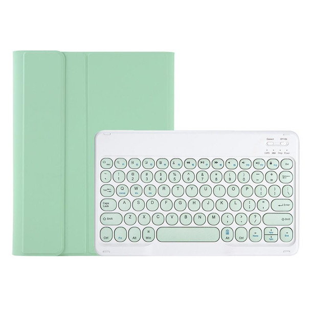 YT07B Detachable Candy Color Skin Feel Texture Round Keycap Bluetooth Keyboard Leather Case - iPad 9.7 inch 2018 & 2017 / Pro 9.7 inch / Air 2 / Air(Light Green)