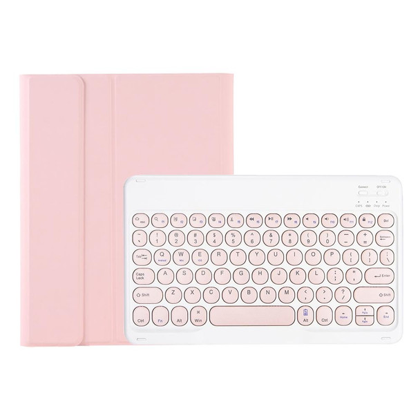 YT07B Detachable Candy Color Skin Feel Texture Round Keycap Bluetooth Keyboard Leather Case - iPad 9.7 inch 2018 & 2017 / Pro 9.7 inch / Air 2 / Air(Pink)