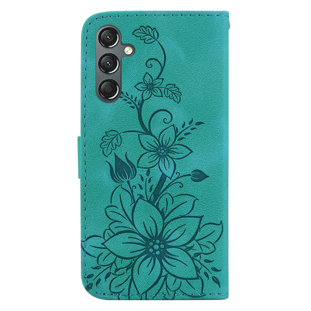 For Samsung Galaxy A24 4G Lily Embossed Leatherette Phone Case(Green)