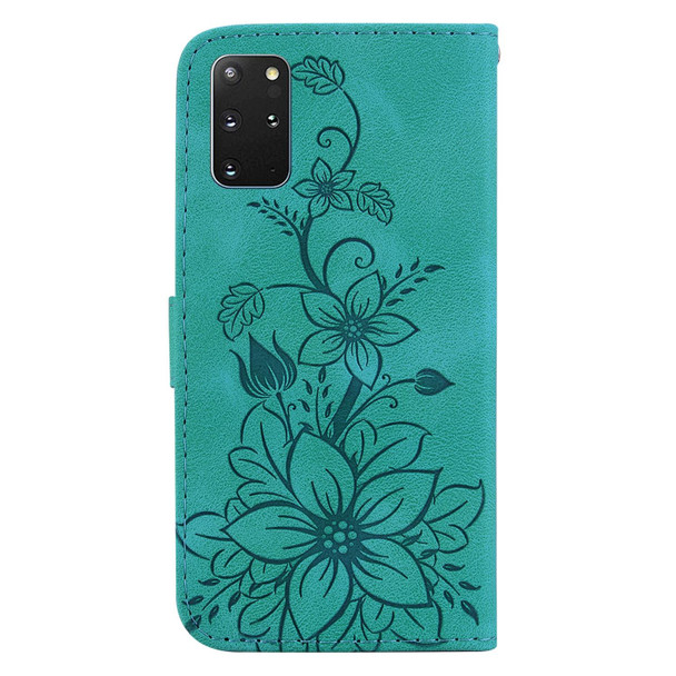 For Samsung Galaxy S20+ Lily Embossed Leatherette Phone Case(Green)