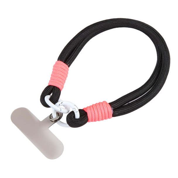 Dopamine Color Double Buckle Twist Rope Short Lanyard(Black Rose White)