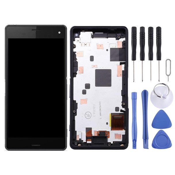LCD Screen and Digitizer Full Assembly with Frame for Sony Xperia Z3 Mini Compact(Black)