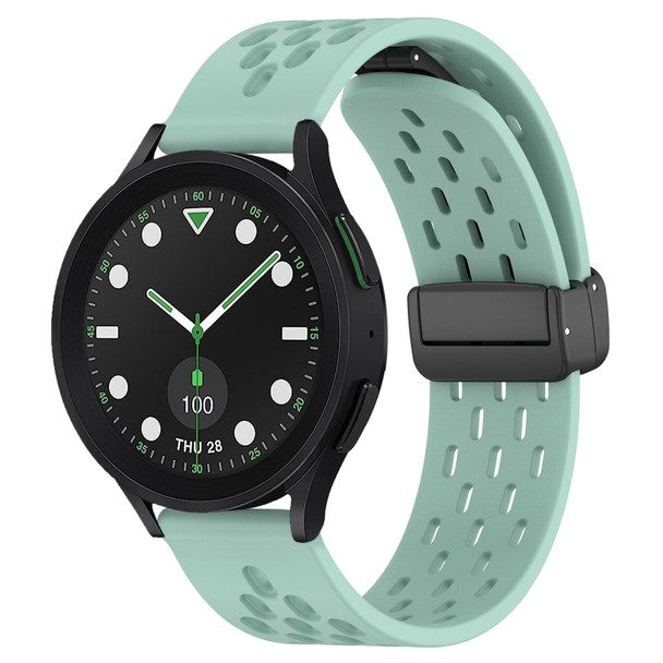 For Samsung Galaxy watch 5 Pro Golf Edition 20mm Folding Magnetic Clasp Silicone Watch Band(Teal)