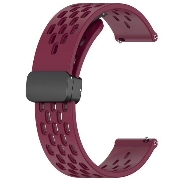 For Samsung Galaxy Watch 5  40mm 20mm Folding Magnetic Clasp Silicone Watch Band(Wine Red)
