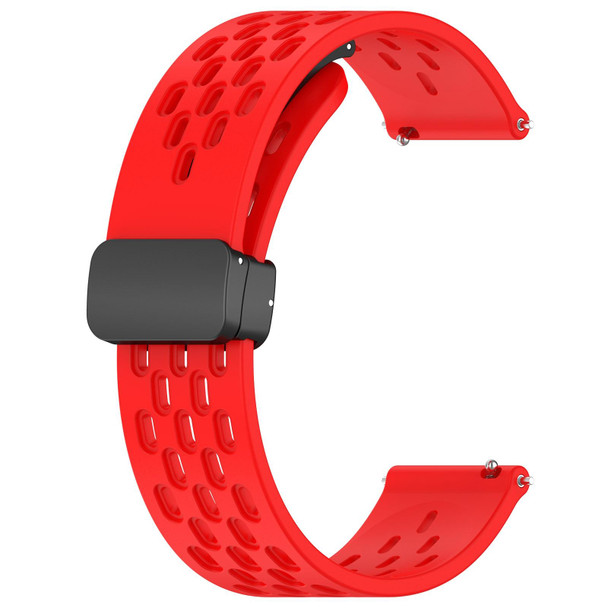 For Samsung Galaxy Watch Active 2 44mm 20mm Folding Magnetic Clasp Silicone Watch Band(Red)