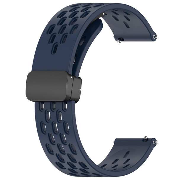 For Samsung Galaxy Watch Active 2 40mm 20mm Folding Magnetic Clasp Silicone Watch Band(Midnight Blue)