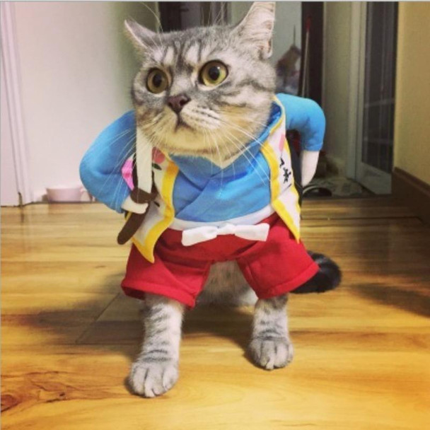 Funny Cat Dog Costume Uniform Suit Cat Clothes Costume Puppy Clothes Dressing Up Suit Party Clothing for Cat Cosplay Clothes, Size:M(Samurai Knife)