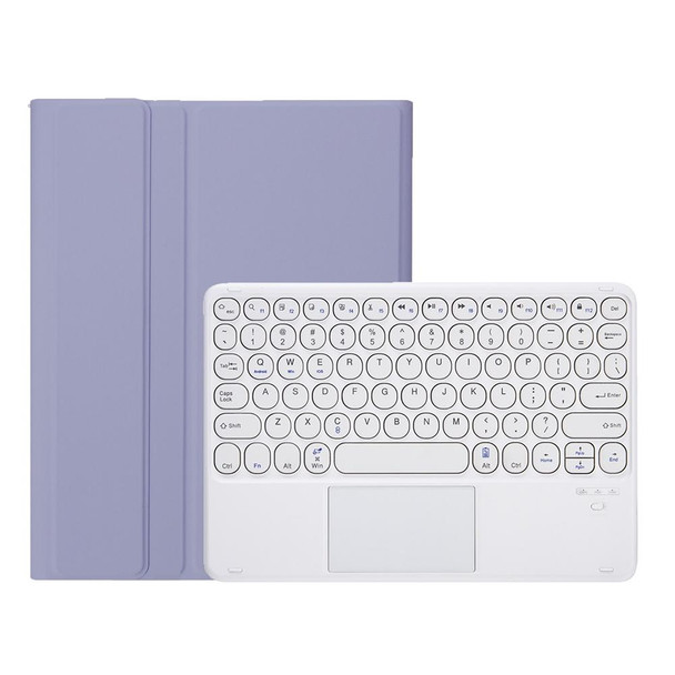 YT102B-A Detachable Candy Color Skin Feel Texture Round Keycap Bluetooth Keyboard Leather Case with Touch Control - iPad 10.2 2020 & 2019 / Air 2019 / Pro 10.5 inch(Purple)