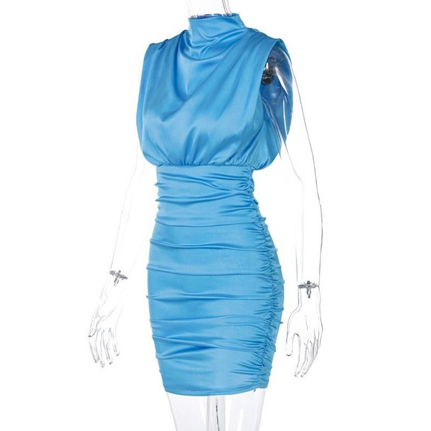 Ladies Fashion Temperament Sleeveless Hip Skirt (Color:Blue Size:L)