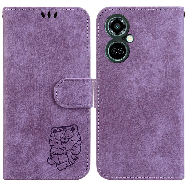 For Tecno Camon 19 Pro 5G Little Tiger Embossed Leatherette Phone Case(Purple)