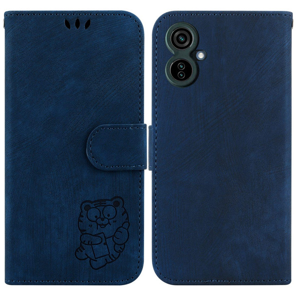 For Tecno Camon 19 Neo Little Tiger Embossed Leatherette Phone Case(Dark Blue)