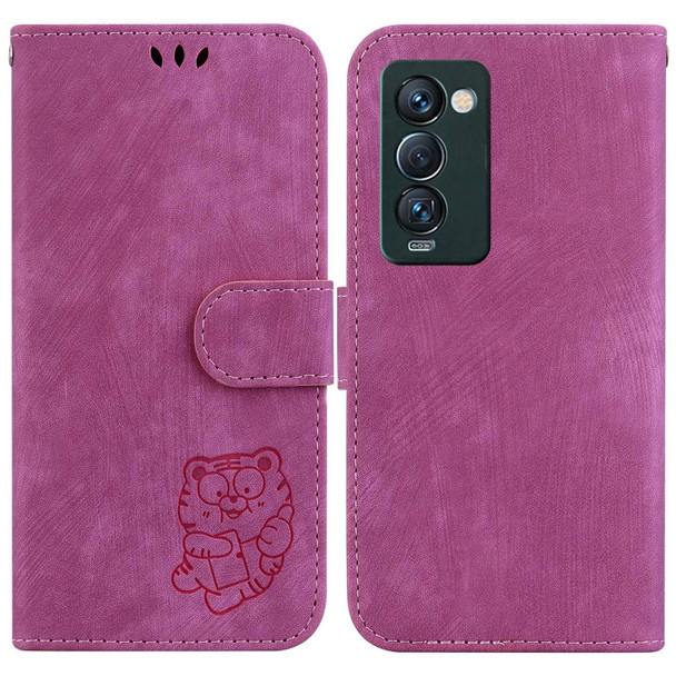 For Tecno Camon 18 Premier Little Tiger Embossed Leatherette Phone Case(Rose Red)