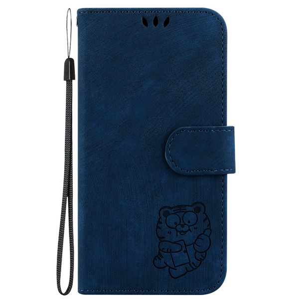 For Tecno Spark 8 Pro Little Tiger Embossed Leatherette Phone Case(Dark Blue)