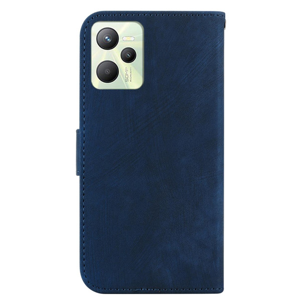 For Realme C35 Little Tiger Embossed Leatherette Phone Case(Dark Blue)