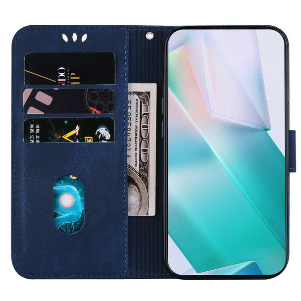 For Realme 10 Pro 5G Little Tiger Embossed Leatherette Phone Case(Dark Blue)