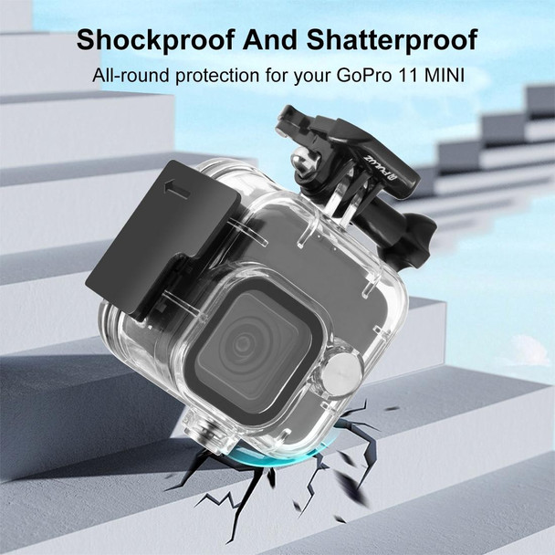 For GoPro Hero11 Black Mini PULUZ 40m Waterproof Housing Protective Case with Buckle Basic Mount & Screw (Transparent)