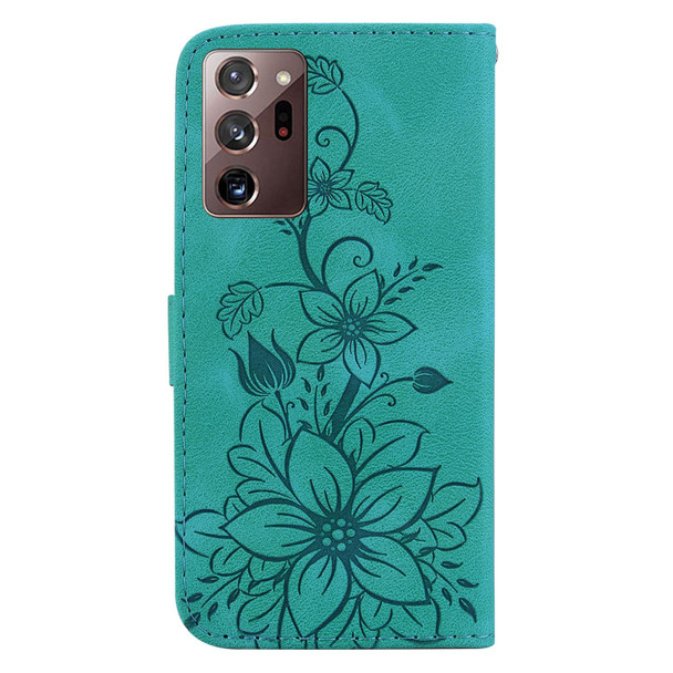 For Samsung Galaxy Note20 Ultra Lily Embossed Leatherette Phone Case(Green)
