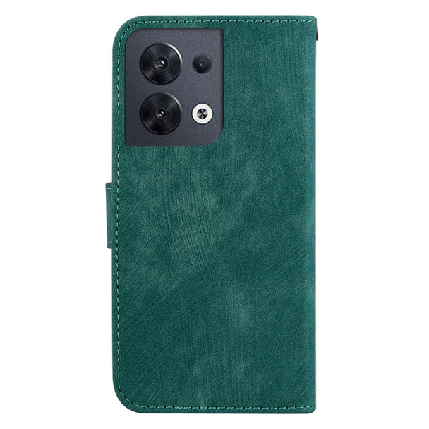 For OPPO Reno8 5G Little Tiger Embossed Leatherette Phone Case(Green)