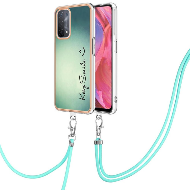 For OPPO A74 / A93 5G / A54 5G / A93s 5G Electroplating Dual-side IMD Phone Case with Lanyard(Smile)