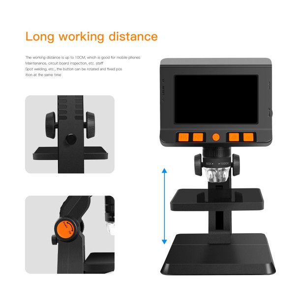 P110 50X-1000X Desktop Electronic Digital Microscope with 4.3 inch Screen