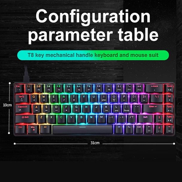 T8 68 Keys Mechanical Gaming Keyboard RGB Backlit Wired Keyboard, Cable Length:1.6m(Blue Green Shaft)