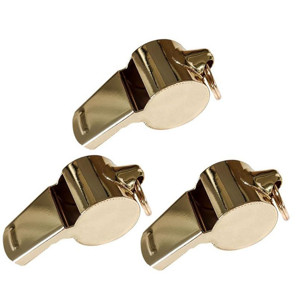 3pcs 304 Stainless Steel Coach Whistle Referee Teacher Sport Emergency Trainer Whistle(Light Gold)