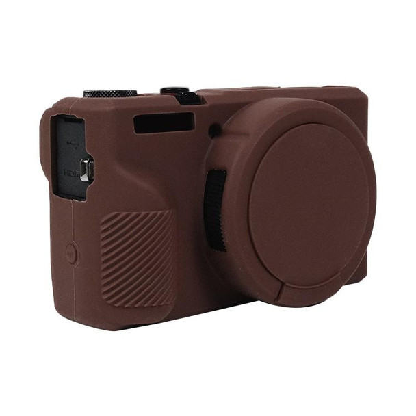 For Canon PowerShot G7 X Mark III / G7X3 Soft Silicone Protective Case with Lens Cover(Coffee)