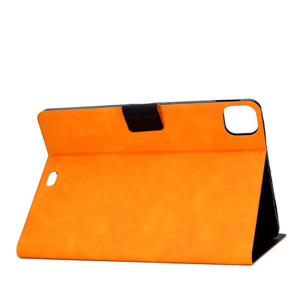 For iPad Air 2022 10.9 Cowhide Texture Leatherette Smart Tablet Case(Khaki)