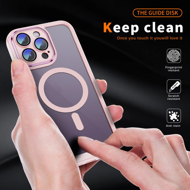 For iPhone 15 Pro MagSafe Magnetic PC + TPU Phone Case with Lens Film(Apricot)