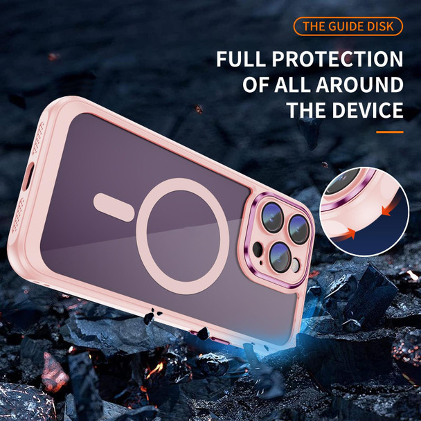 For iPhone 15 Pro MagSafe Magnetic PC + TPU Phone Case with Lens Film(Apricot)