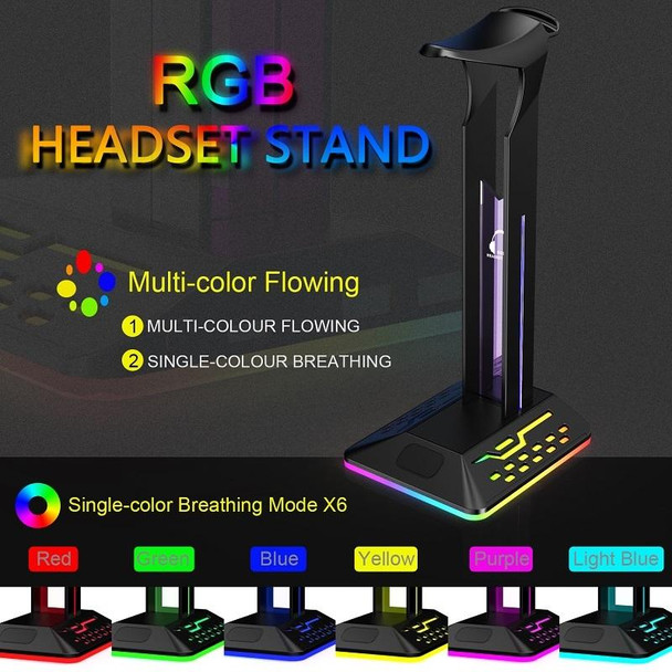 Dual USB RGB Color Changing Gaming Headset Stand(Black)