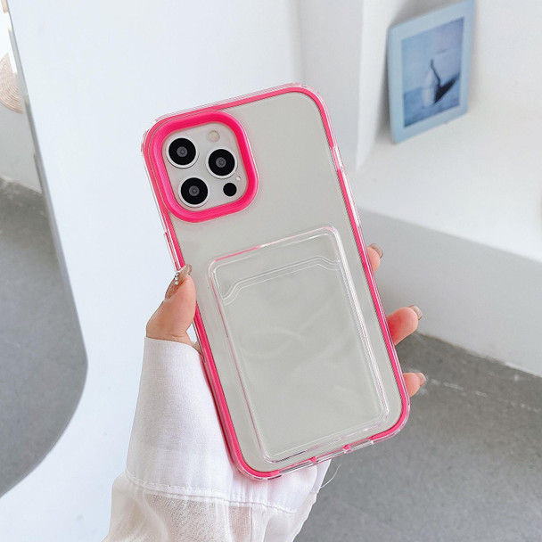 Full-coverage 360 Clear PC + TPU Shockproof Protective Case with Card Slot - iPhone 12 mini(Rose Red)