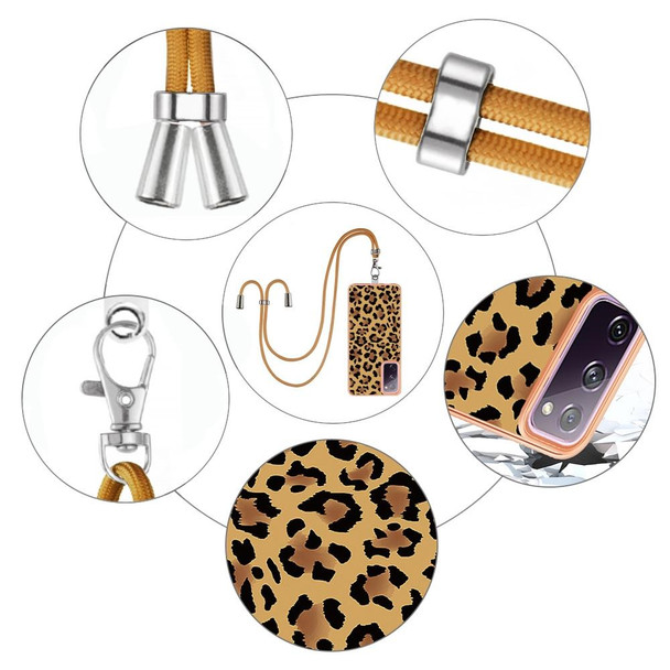 For Samsung Galaxy S20 FE 5G / 4G Electroplating Dual-side IMD Phone Case with Lanyard(Leopard Print)