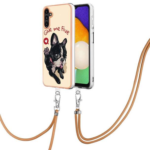 For Samsung Galaxy A32 5G / M32 5G Electroplating Dual-side IMD Phone Case with Lanyard(Lucky Dog)
