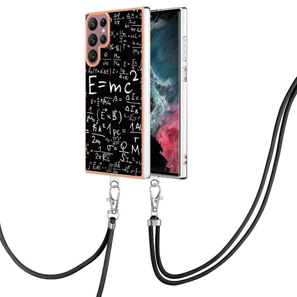 For Samsung Galaxy S22 Ultra 5G Electroplating Dual-side IMD Phone Case with Lanyard(Equation)